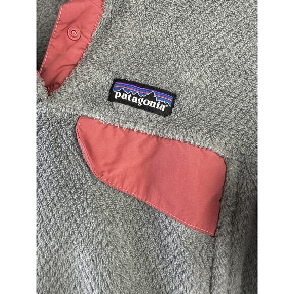 Patagonia Re-Tool Fleece 1/4 Snap-T Pullover Gray Aurea Pink Trim Women's Medium - Picture 6 of 12